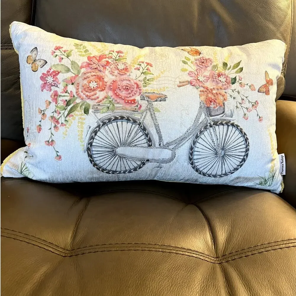 Primrose Vintage Embroidered Throw Pillows, Pair of Two